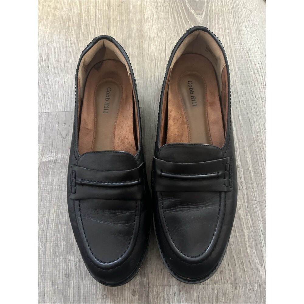 Cobb Hill Janney Soft Leather Classic Penny Loafers Black sz 10w Wide Comfort